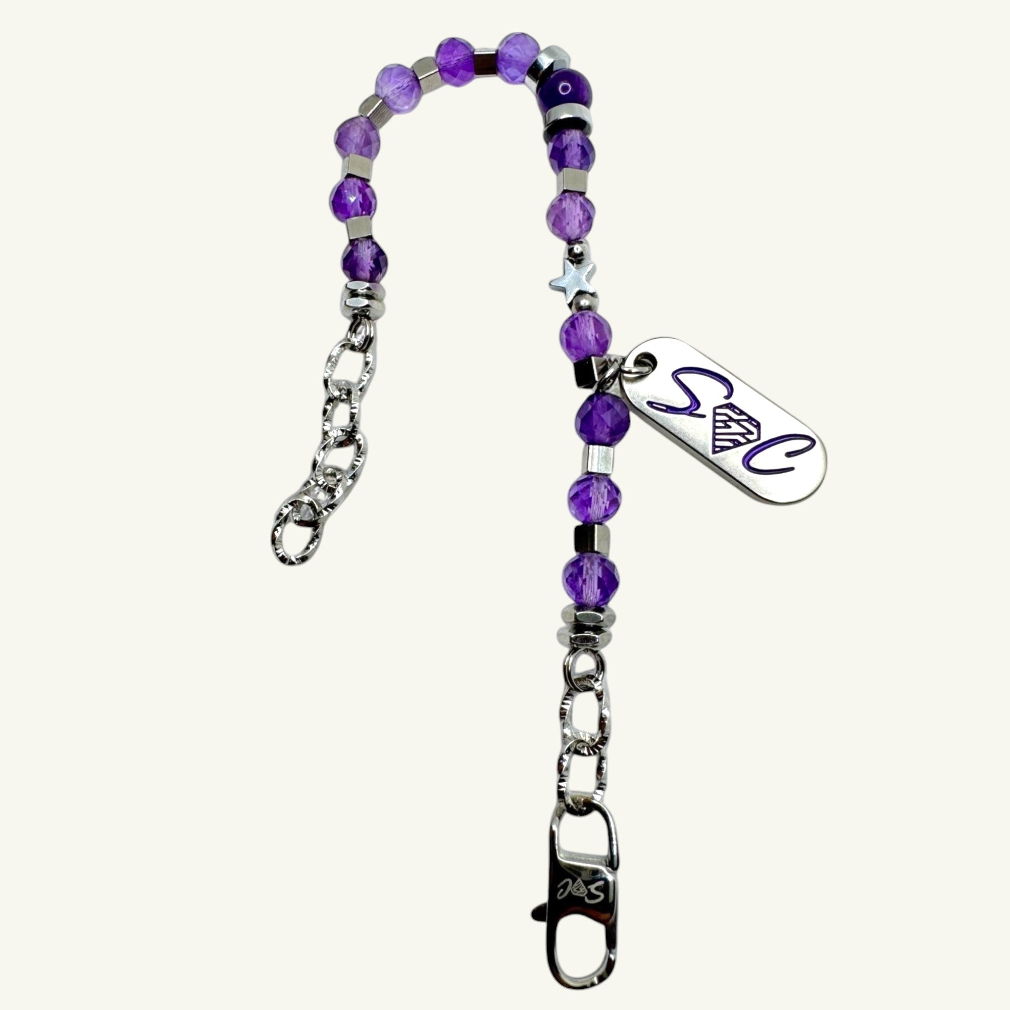 Bracciale ametista sfaccettata con stella Sharifa Crystals